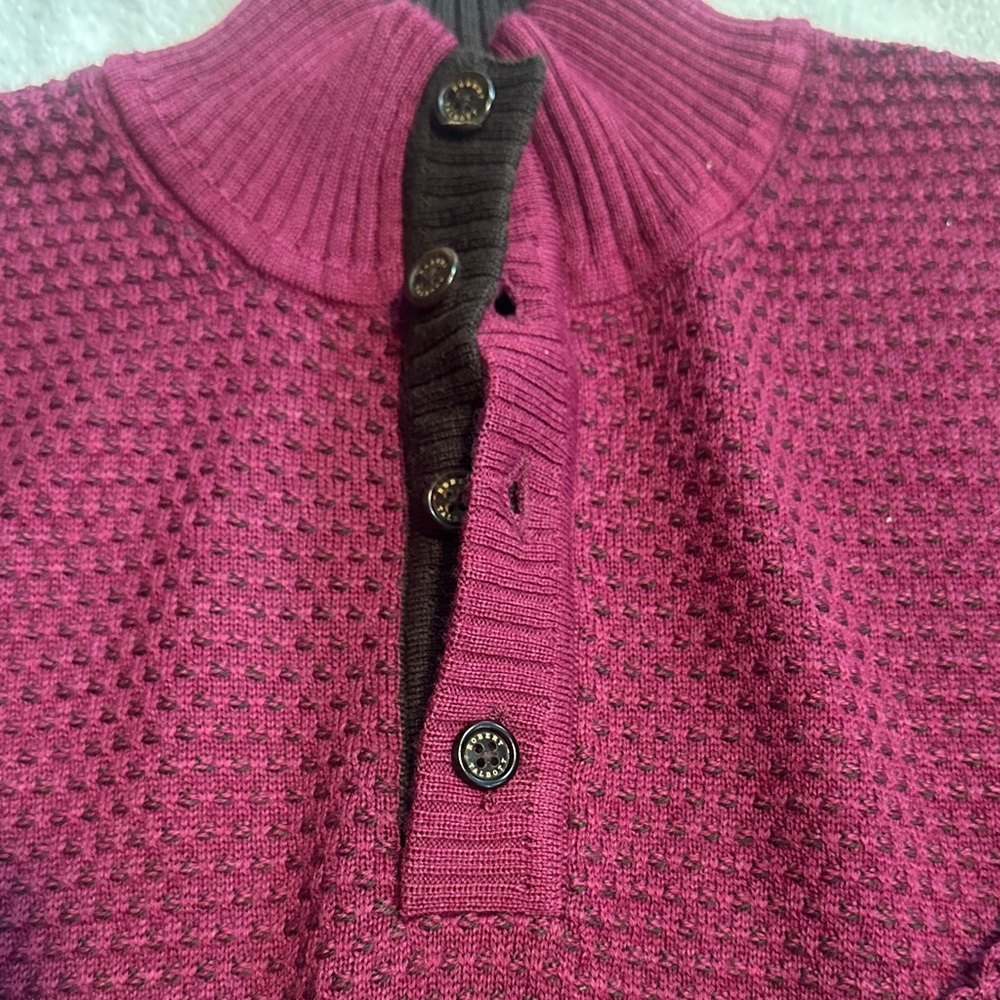 Robert Talbott Burgundy Buttoned Turtleneck Sweat… - image 4